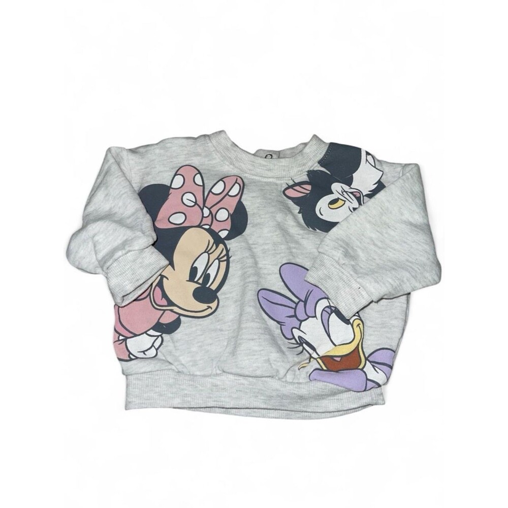 Disney Baby - Grey Cotton-blend Minnie Mouse Fleece-Lined Pullover Sweatshirt